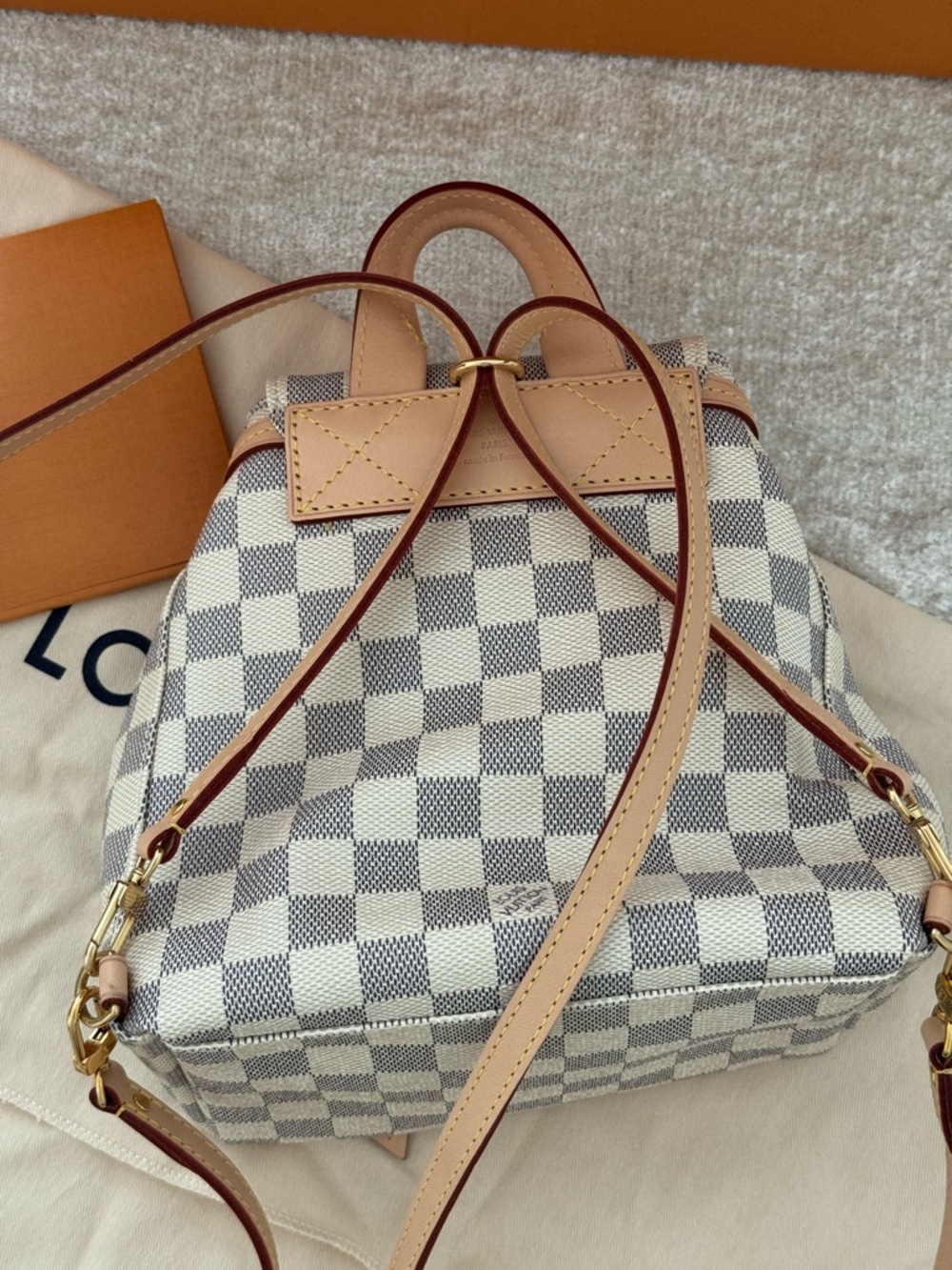 Louis Vuitton Sperone bb Checkered Drawstring Backpack with Pink Trim - Picture 4 of 8
